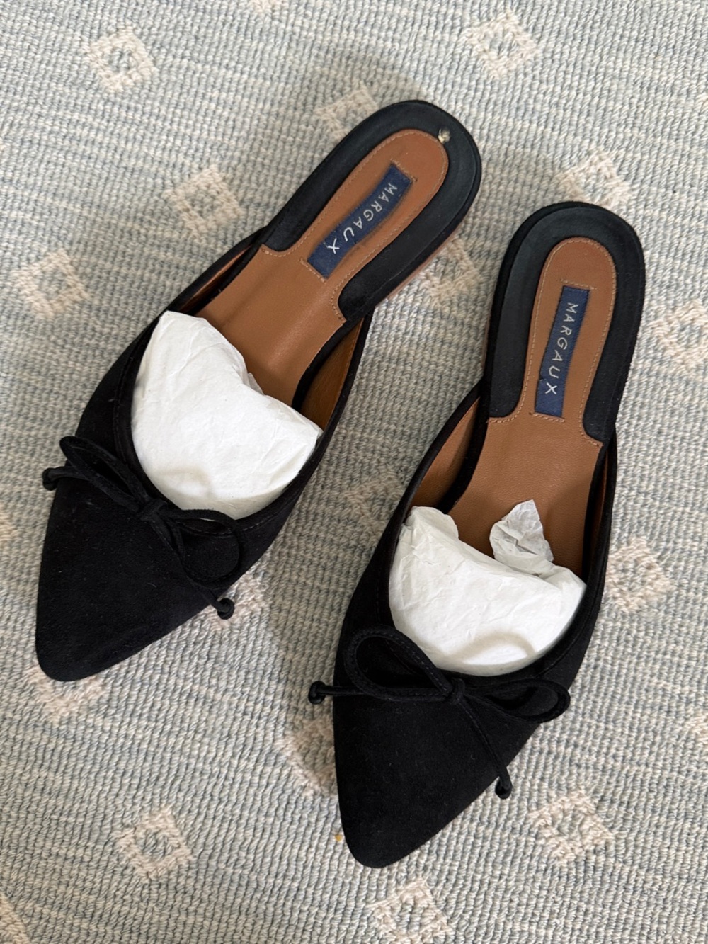 Margaux Black Suede Pointed Toe Bow-Accent Mule - Picture 8 of 8